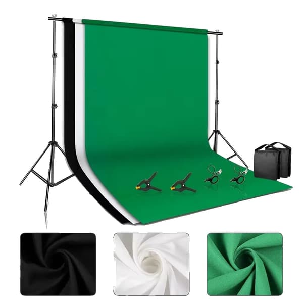 Fotografi Baggrunds Kit, 3 Farvevalg, Flere Størrelser,200x300cm, Hvid sæt