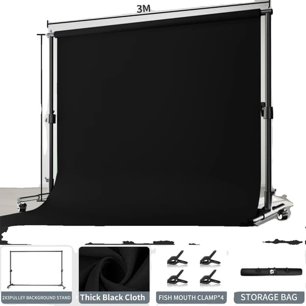 Fotografi Bakgrundsställ, 2x3M Storlek, Flera Färgalternativ,2x3M svart tyg