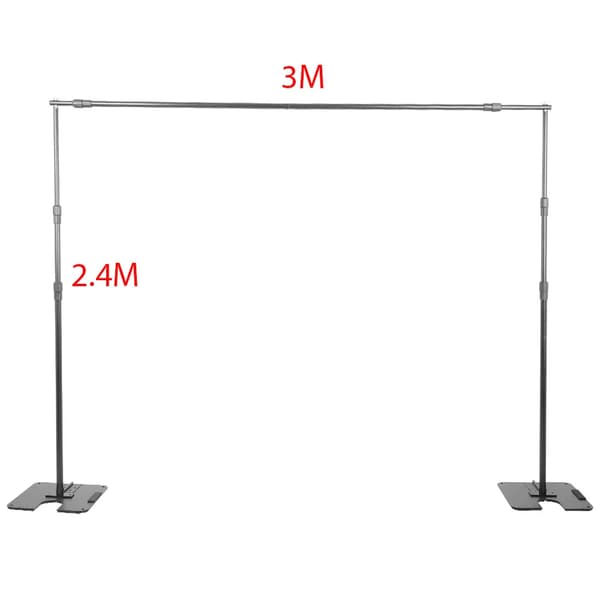 Foto Studio T-stativ, Justerbart Stödsystem, Non-Woven Muslin Bakgrunder,Svart 2.4x3M