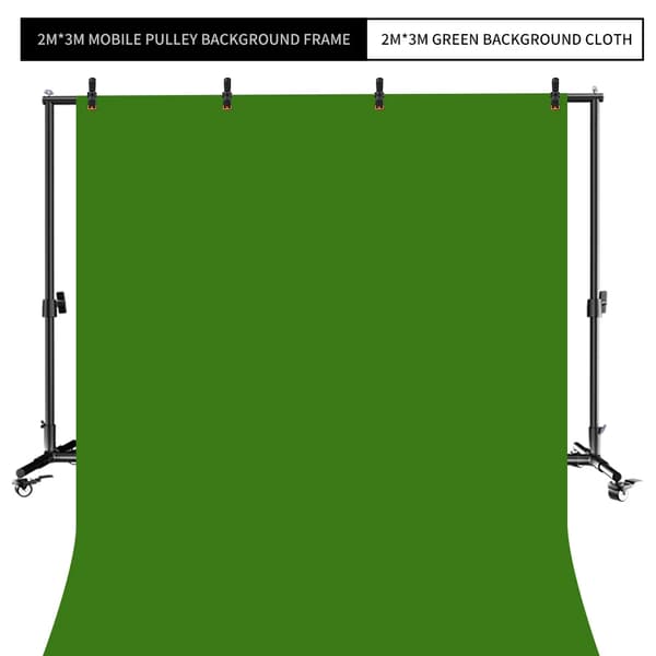 Fotostudio Hjul, Flyttbara Bakgrunder, Justerbar Höjd,2x3M Grön