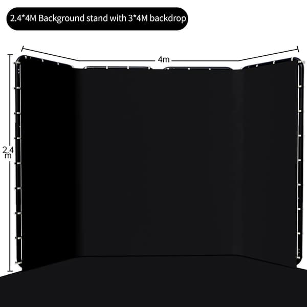 Bärbar Grön Skärm Bakgrund, 240x400cm Storlek, Muslinmaterial,Golv Svart kit