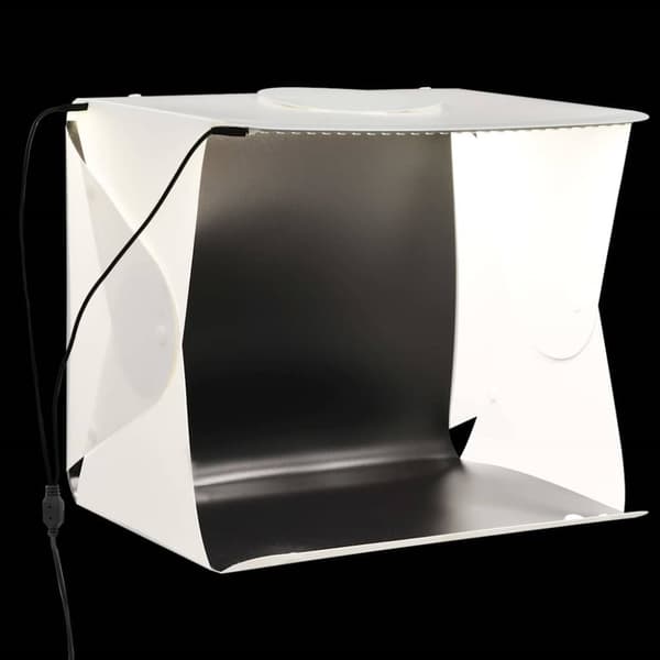 Hopfällbart ljustält med LED-lampa 40x34x37 cm plast vit