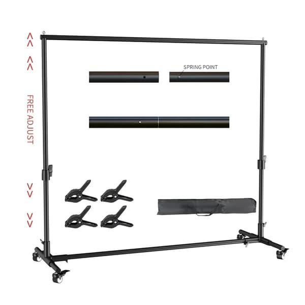 Fotobakgrund Stödsystem, Justerbar Höjd, Hållbart Material,Med hjul, 2x3M