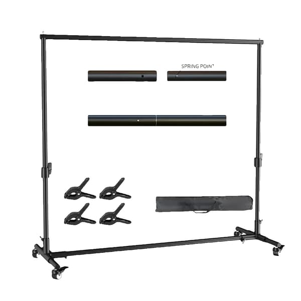 Fotobakgrund Stödsystem, Justerbar Höjd, Hållbart Material,Med hjul, 2x3M