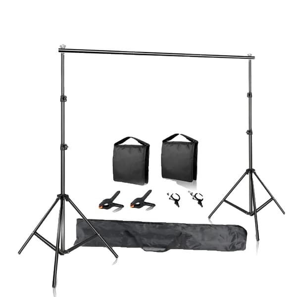 Bakgrundsställ, justerbart stödram, 4 klämmor, 2Mx2M, med sandsäck 1