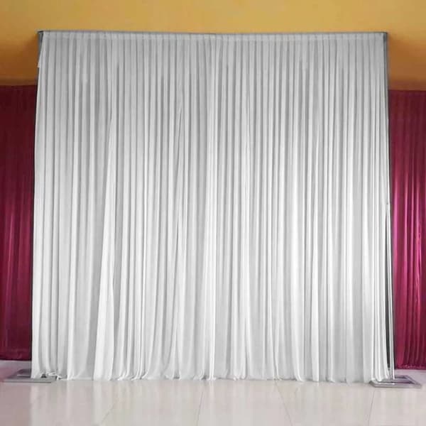 Bakgrundsgardiner, 6,5 ft höjd, enfärgad mönster, icke-anpassningsbar design,VIT, 6M X3M