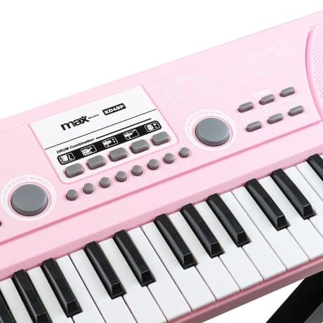 Easy-to-use Max keyboard med 49 tangenter, Rosa Max KD49P elektroniskt Keyboard, 49-tangenter med batteri, Rosa
