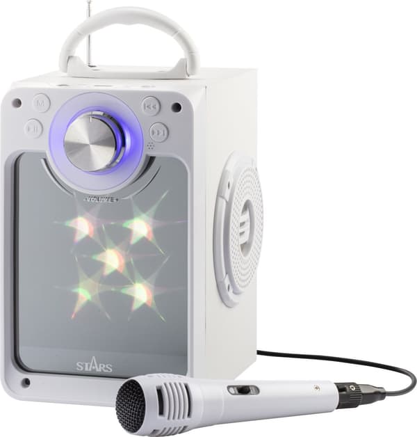 Karaoke Machine with Bluetooth Disco LED Light White Stars