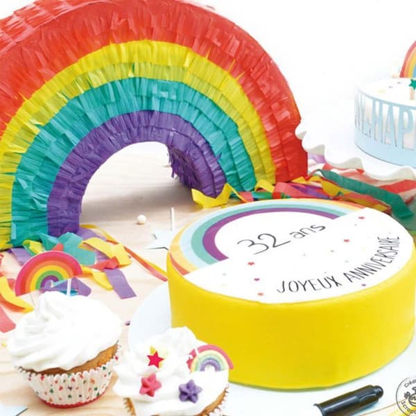 Regnbåge piñata med pinne