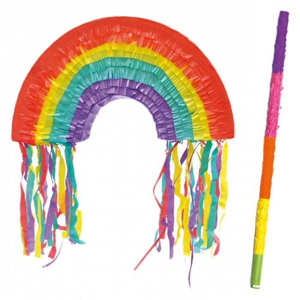 Regnbåge piñata med pinne