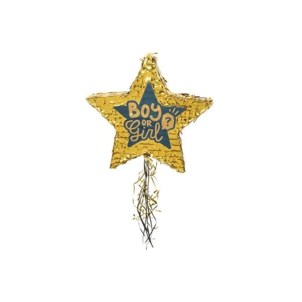 Piñata to pull star Boy or Girl 44 cm - Guld
