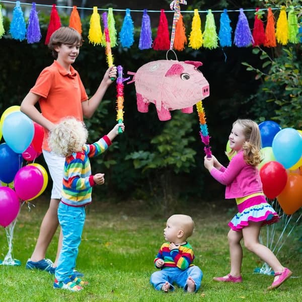 Relaxdays Piñata Gris, att hänga, för barn, födelsedag, att fylla, papper, rosa