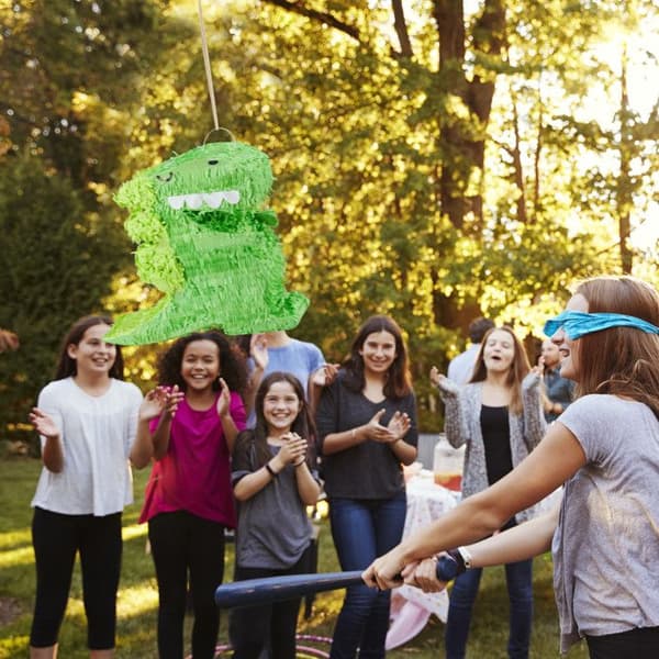 Relaxdays Pinata dinosaurie, att hänga upp, för barn, födelsedag, att fylla, dekoration, grön