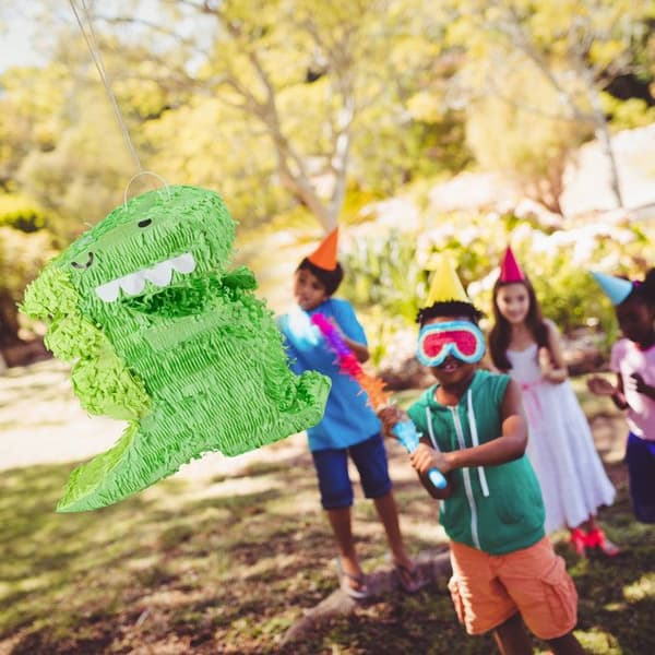 Relaxdays Pinata dinosaurie, att hänga upp, för barn, födelsedag, att fylla, dekoration, grön