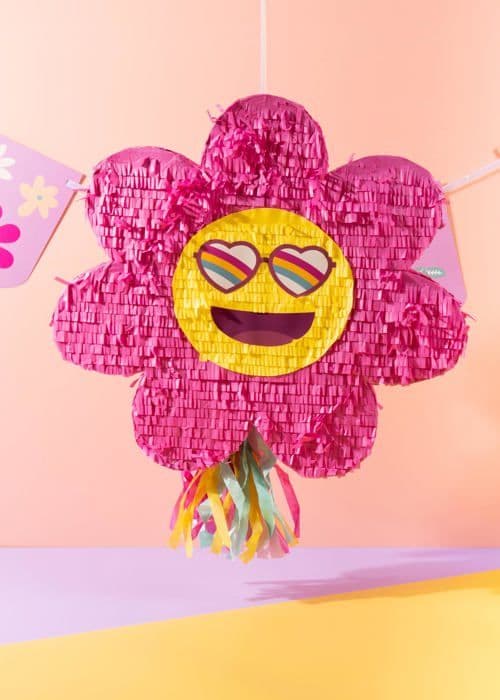 Folat - 25037 - Groovy Hippie Party-Piñata-Boho Girlz-31 x 45 x 10 cm-Retro Rainbow Peace för Dekorationer, Färgglad