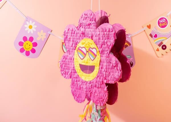 Folat - 25037 - Groovy Hippie Party-Piñata-Boho Girlz-31 x 45 x 10 cm-Retro Rainbow Peace för Dekorationer, Färgglad