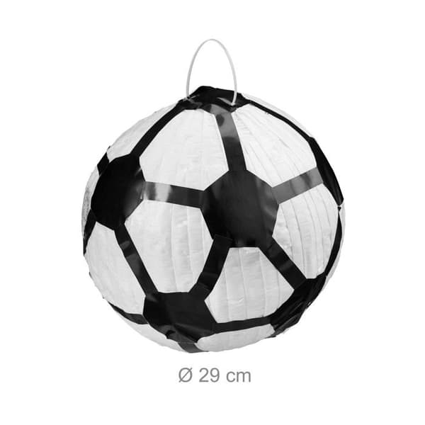 Relaxdays hängande pinata fotbollsboll, för barn, att fylla, födelsedagsdekoration, vit-svart