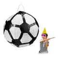 Miniatyrbild 1 av 6: Relaxdays hängande pinata fotbollsboll, för barn, att fylla, födelsedagsdekoration, vit-svart