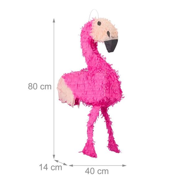 Relaxdays Flamingo hängande Pinata för barn att fylla i födelsedagsspel HxBxD: 80 x 40 x 14 cm, Rosa-Blekrosa