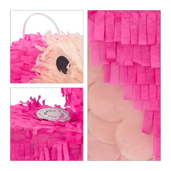 Relaxdays Flamingo hängande Pinata för barn att fylla i födelsedagsspel HxBxD: 80 x 40 x 14 cm, Rosa-Blekrosa