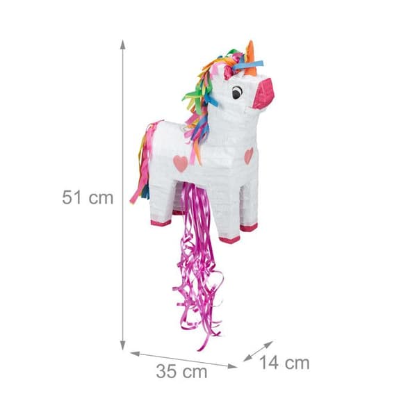Pinata - Relaxdays - Enhörning - Att hänga - Färgglad - H51xL14xP35cm