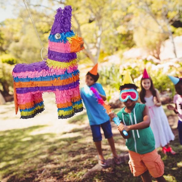 Relaxdays Pinata Donkey att hänga barn för att fylla födelsedagsdekoration regnbåge HxBxD: 55 x 40 x 13 cm, färgglad