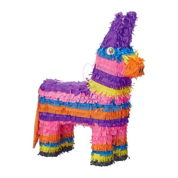Relaxdays Pinata Donkey att hänga barn för att fylla födelsedagsdekoration regnbåge HxBxD: 55 x 40 x 13 cm, färgglad