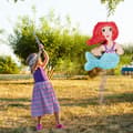 Miniatyrbild 3 av 6: Relaxdays Mermaid Hängande Pinata för barn Fylla i födelsedagsfestdekorationer, färgglada