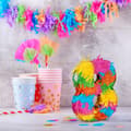Miniatyrbild 5 av 6: Relaxdays Piñata siffra 8, regnbåge, för ett födelsedagsfirande, HxBxD: 20,5x15,5x4,5 cm, barn, att fylla, multikolor