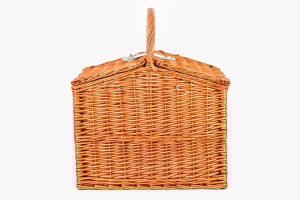 Flätad picknickkorg XL 4-personer + porslin & termopåse