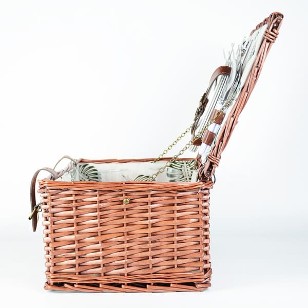Picknickkorg - 4 personer - 22 stycken - flätad korg - 43x30x19cm