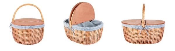 Picnickurv - flettet kurv - 44x34x21 cm