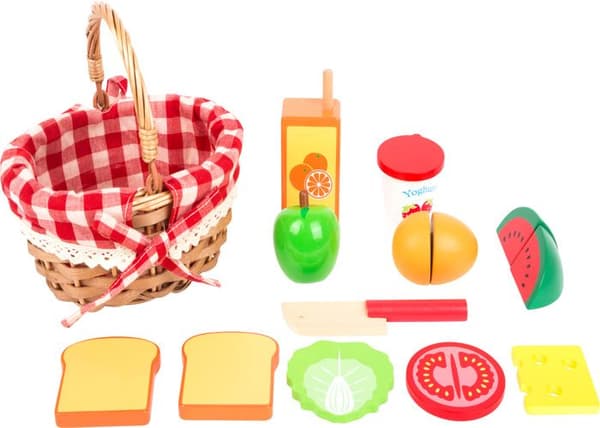 Picknickkorg med frukter att decoulot från