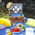 Miniatyrbild 2 av 4: Picknickkorg i rotting Marly Vichy blå - 4 personer - LES JARDINS DE LA COMTESSE - Hantverk