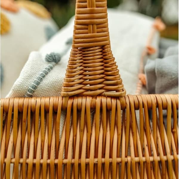 Flätad korg - KREATIVT HEM - Rektangulär - Brun - 42x32x40cm - 100 % naturligt - Hållbart