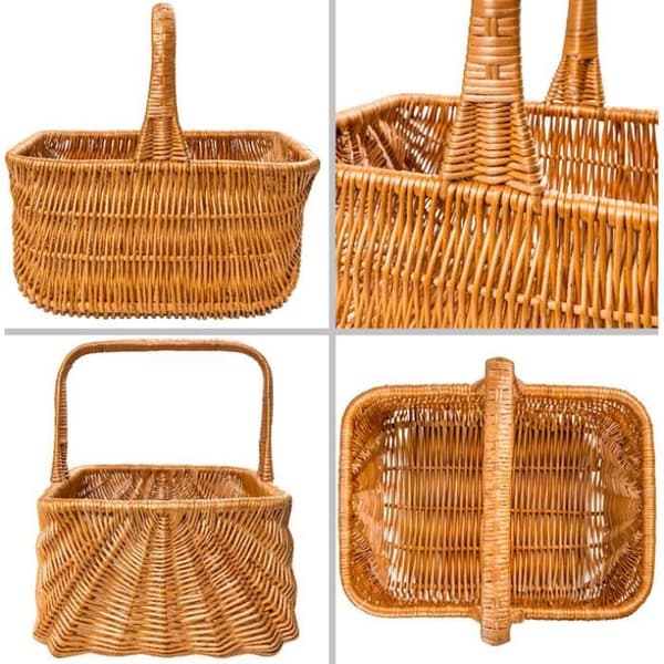 Flätad korg - KREATIVT HEM - Rektangulär - Brun - 42x32x40cm - 100 % naturligt - Hållbart