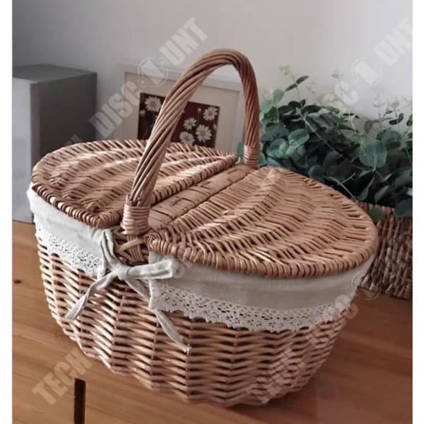 Picknickkorg i rotting - Tech Discount® - Stort kapacitet - Lantlig stil