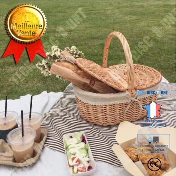 Picknickkorg i rotting - Tech Discount® - Stort kapacitet - Lantlig stil