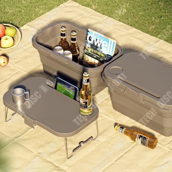 TD® Bärbar picknickkorg Plastcamping picknickhopfällbar hink utomhus multifunktionell hopfällbar picknickkorg