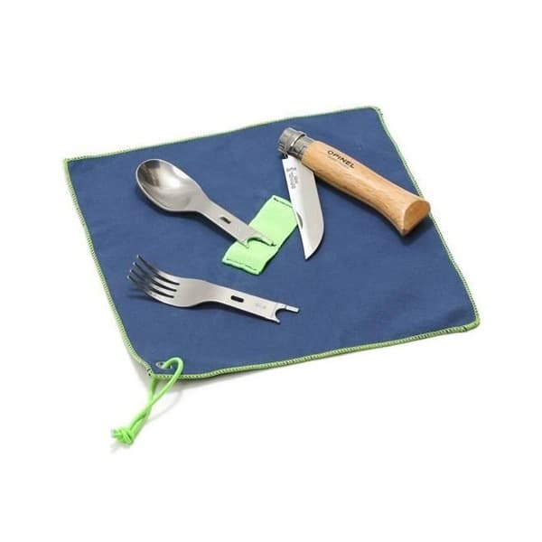 Picknickkniv - Opinel - N°8 - Rostfritt stålblad - Avtagbara tillbehör - Mikrofiberfodral