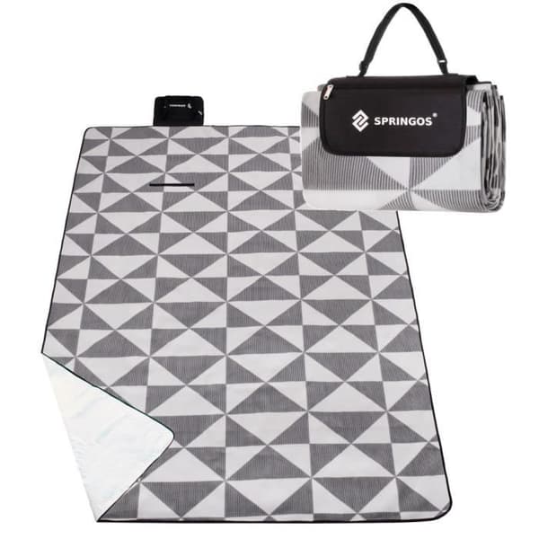 SPRINGOS® Picknickfilt - Grå - Vikbar - Vattentät - 180x220 cm
