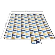 Rootz Picnic Tæppe - Fleece - Varmeisolerende - Vandtæt bund - Sammenfoldelig - 200 x 200 cm - Håndtag - Gul - Hvid - Blå