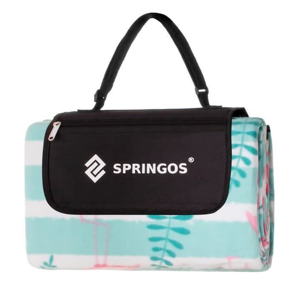 SPRINGOS® vikbar och bärbar picknickfilt - Flamingos - 200 x 200 cm - Vattentät