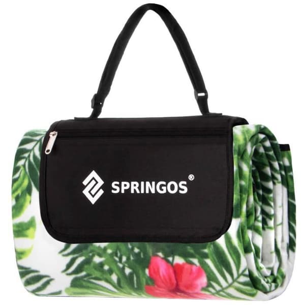 SPRINGOS® Picknickfilt - Grön - 200x200 cm - Vattentät - Vikbar - Bärbar
