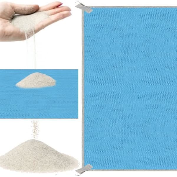 SPRINGOS strandmatta - Stor antisandfilt 200x200cm - Blå