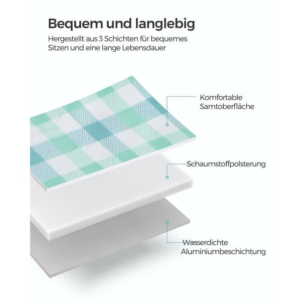 Rootz Picnic Tæppe - Udendørs måtte - Vandtæt strandtæppe - Fløjlsoverflade - Skumpolstring - Aluminiumsbelægning - 200 cm x 200 cm - Grøn-Hvid