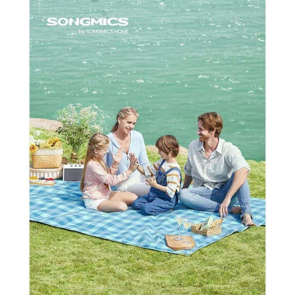 Rootz Picknickfilt - Utomhusmatta - Vattentät strandfilt - Sammetsyta - Skumstoppning - Aluminiumbeläggning - 300 cm x 200 cm - Grön-blå - Lättvikts -