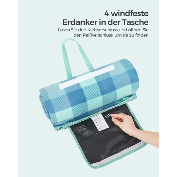 Rootz Picknickfilt - Utomhusmatta - Vattentät strandfilt - Sammetsyta - Skumstoppning - Aluminiumbeläggning - Lätt - Bärbar - Lätt att rengöra - 200 c