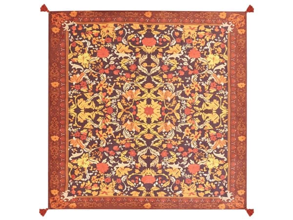 Piknikpledd Rød Polyester 200 x 200 cm Håndvevd Blomstermønster Bærestropp Piknikteppe Tekstiler Utendørs