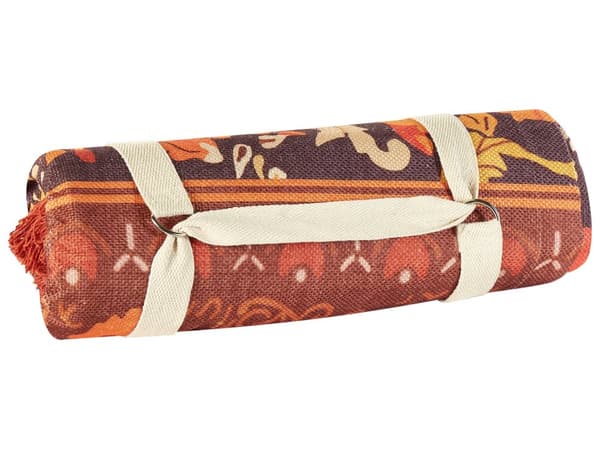 Piknikpledd Rød Polyester 200 x 200 cm Håndvevd Blomstermønster Bærestropp Piknikteppe Tekstiler Utendørs